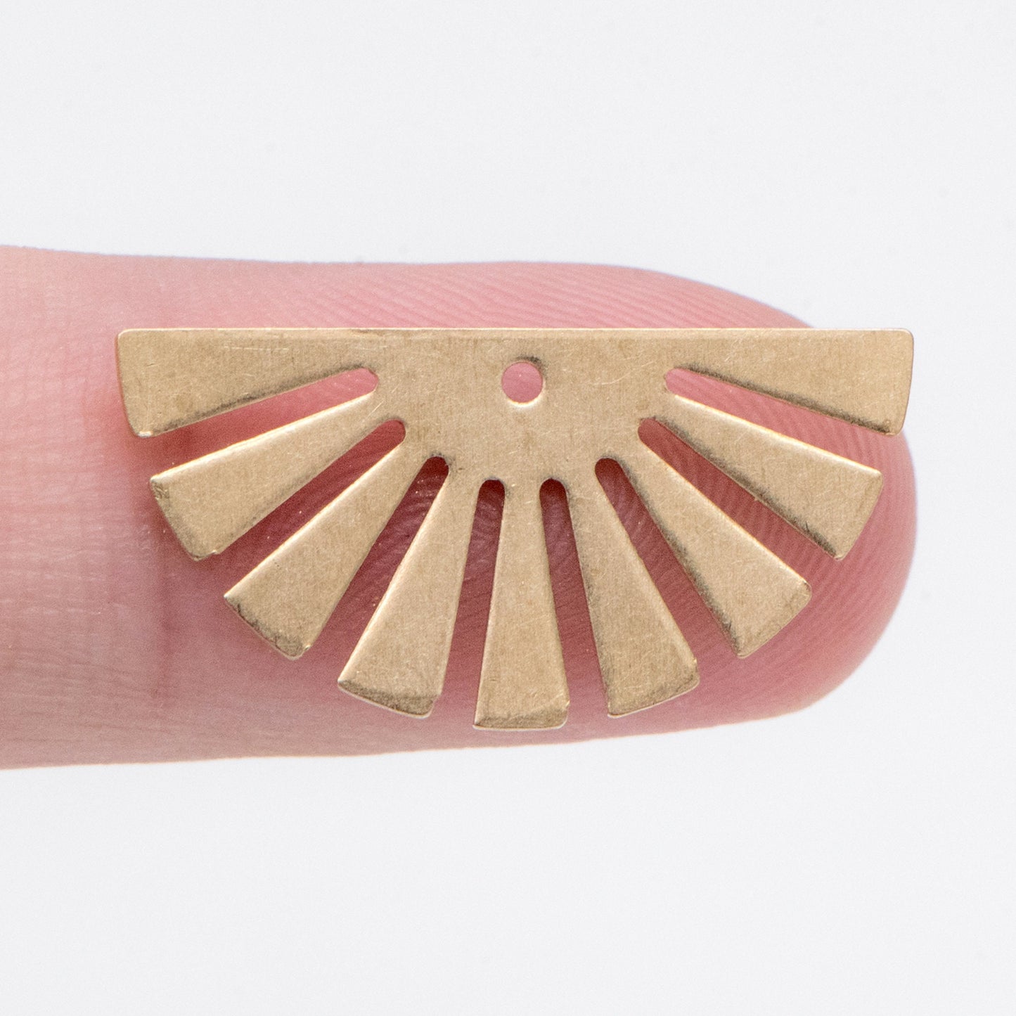 10pcs Raw Brass Half Sun Charm Pendants 12x24mm, Solid Brass Semicircle Pendants (RB-229)