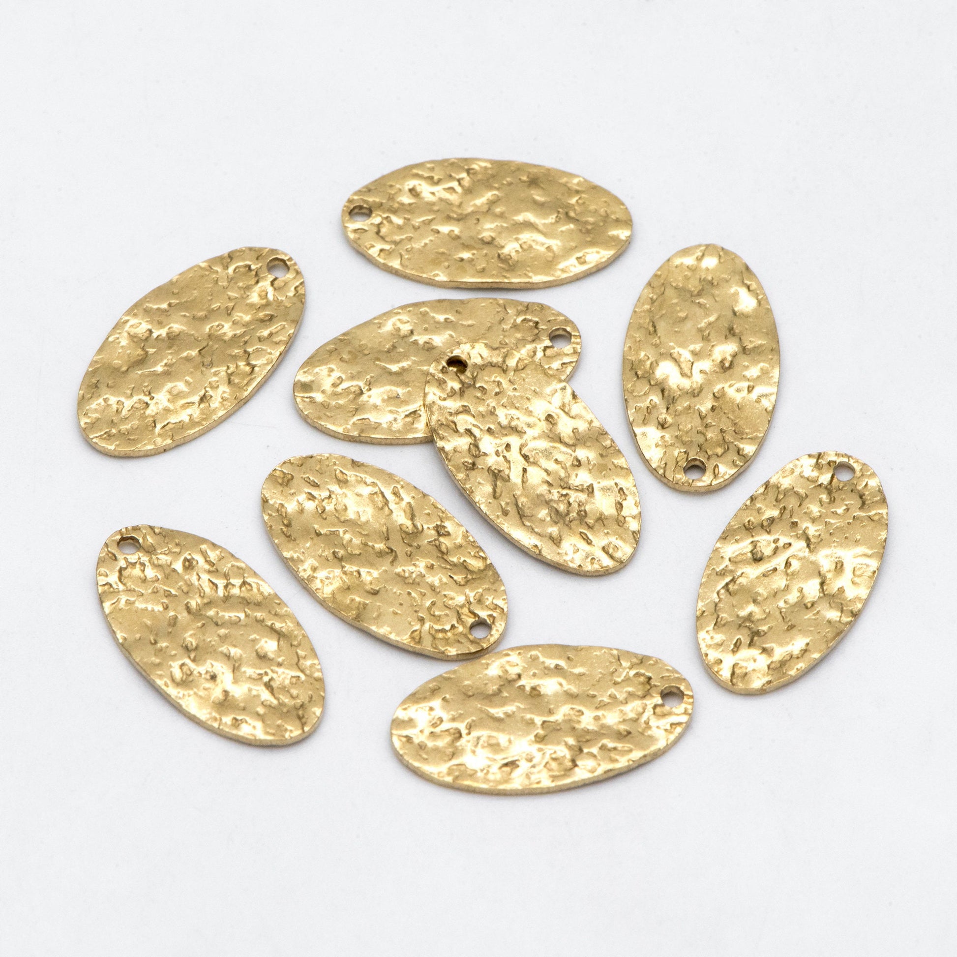 10pcs Raw Brass Oval Charm Pendants 19x10mm, Brass Findings Wholesale (RB-230)
