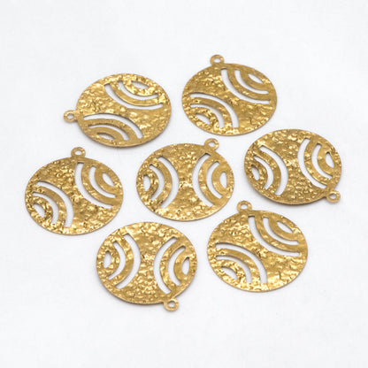 10pcs Raw Brass Round Charm Pendants 23x20mm, Brass Findings Wholesale (RB-231)