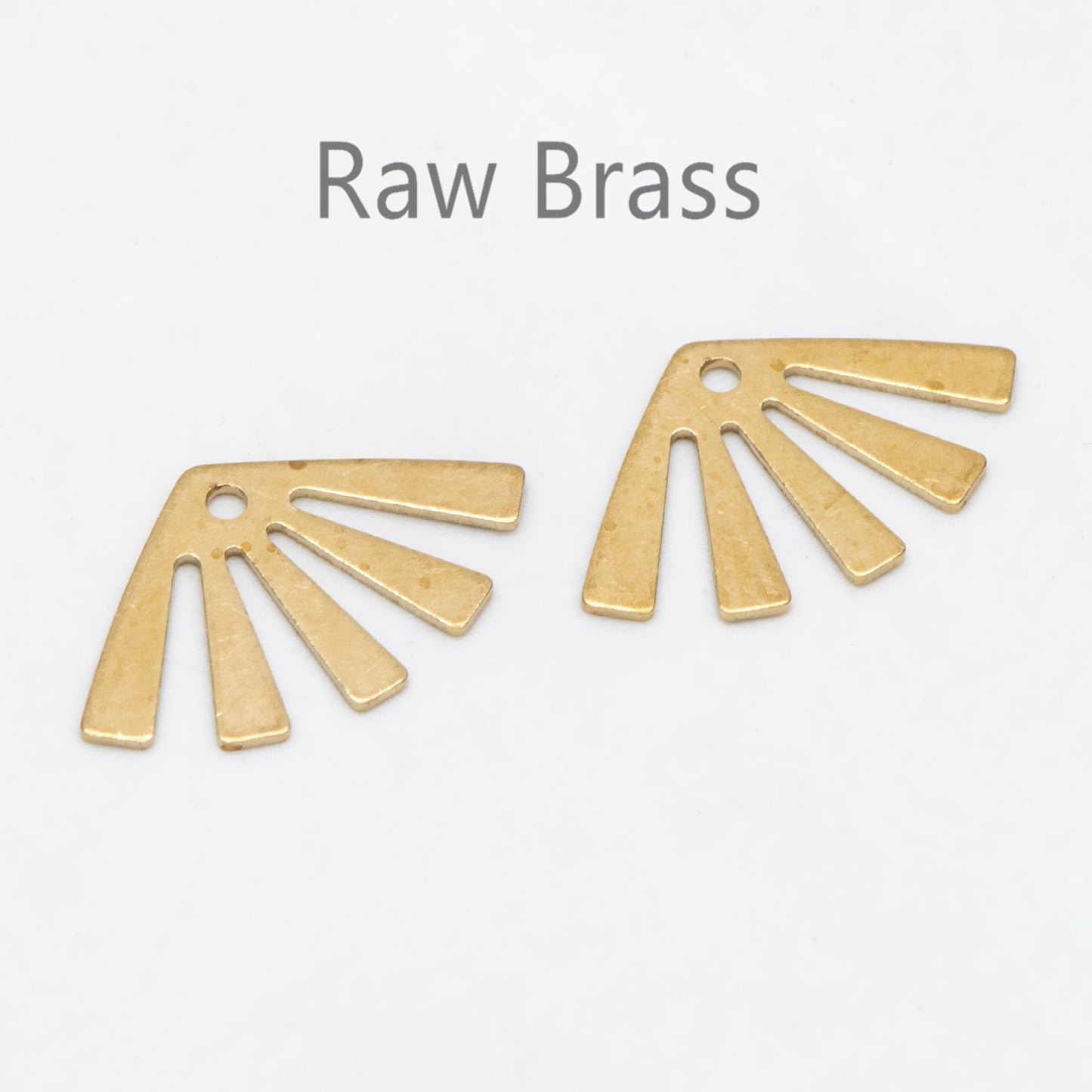 20pcs Raw Brass Sun Charms 12.5x20mm, Solid Brass Fan Pendants Wholesale (RB-232)