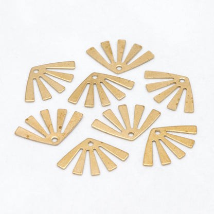 20pcs Raw Brass Sun Charms 12.5x20mm, Solid Brass Fan Pendants Wholesale (RB-232)