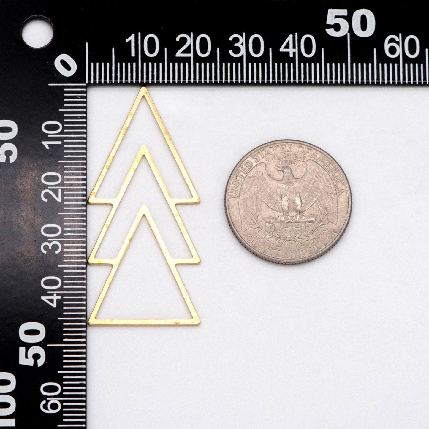 10pcs Raw Brass Triangle Charm Connectors, Solid Brass Geometric Pendants Wholesale (RB-235)