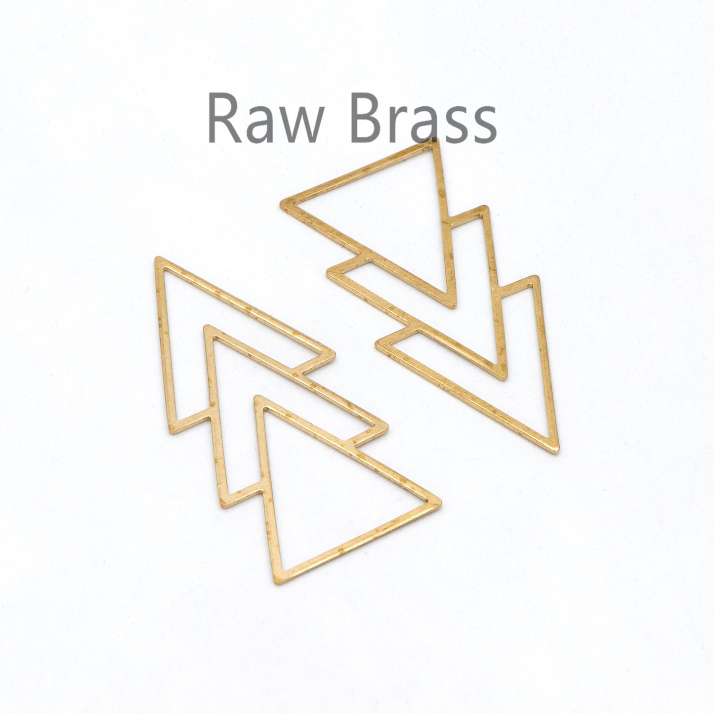10pcs Raw Brass Triangle Charm Connectors, Solid Brass Geometric Pendants Wholesale (RB-235)