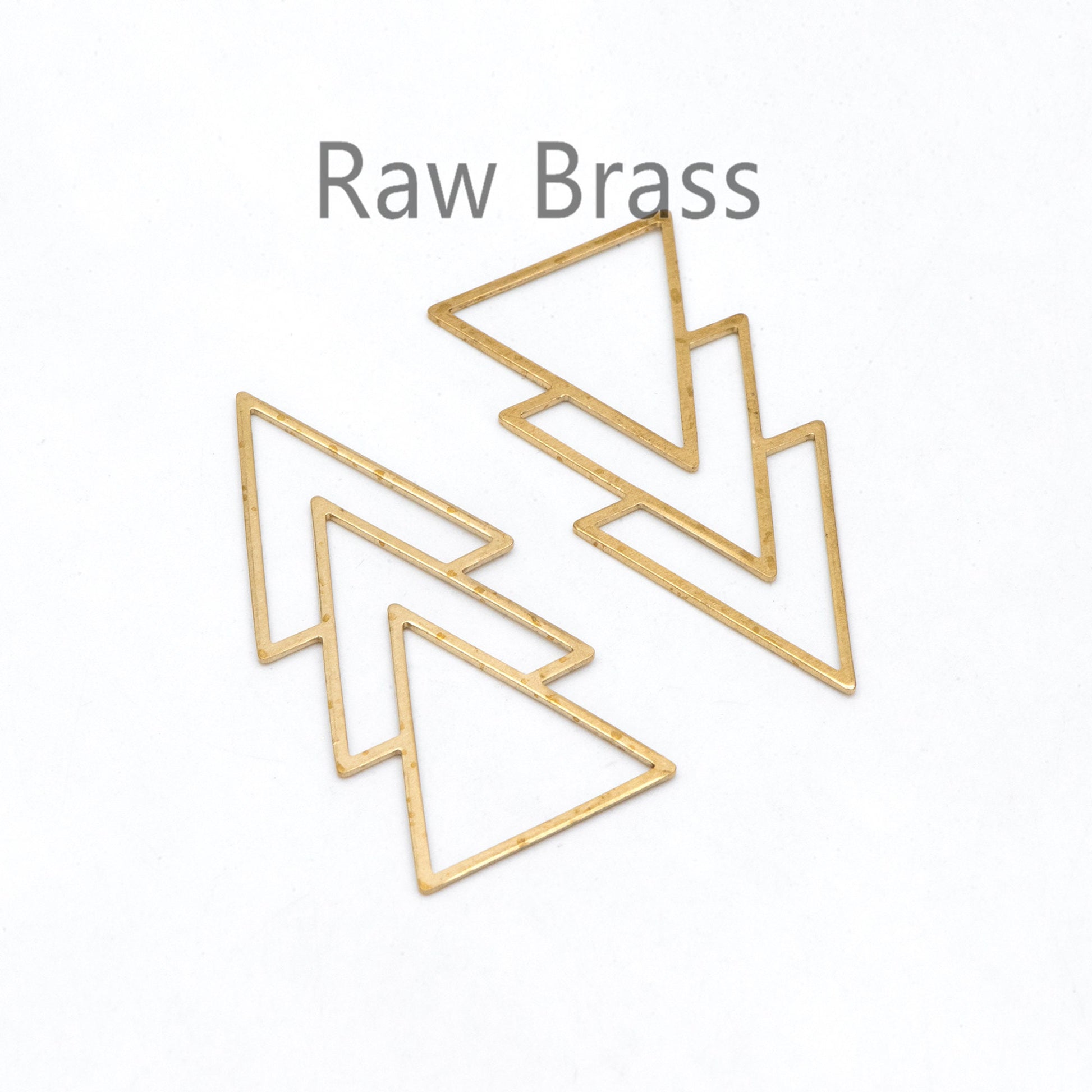 10pcs Raw Brass Triangle Charm Connectors, Solid Brass Geometric Pendants Wholesale (RB-235)