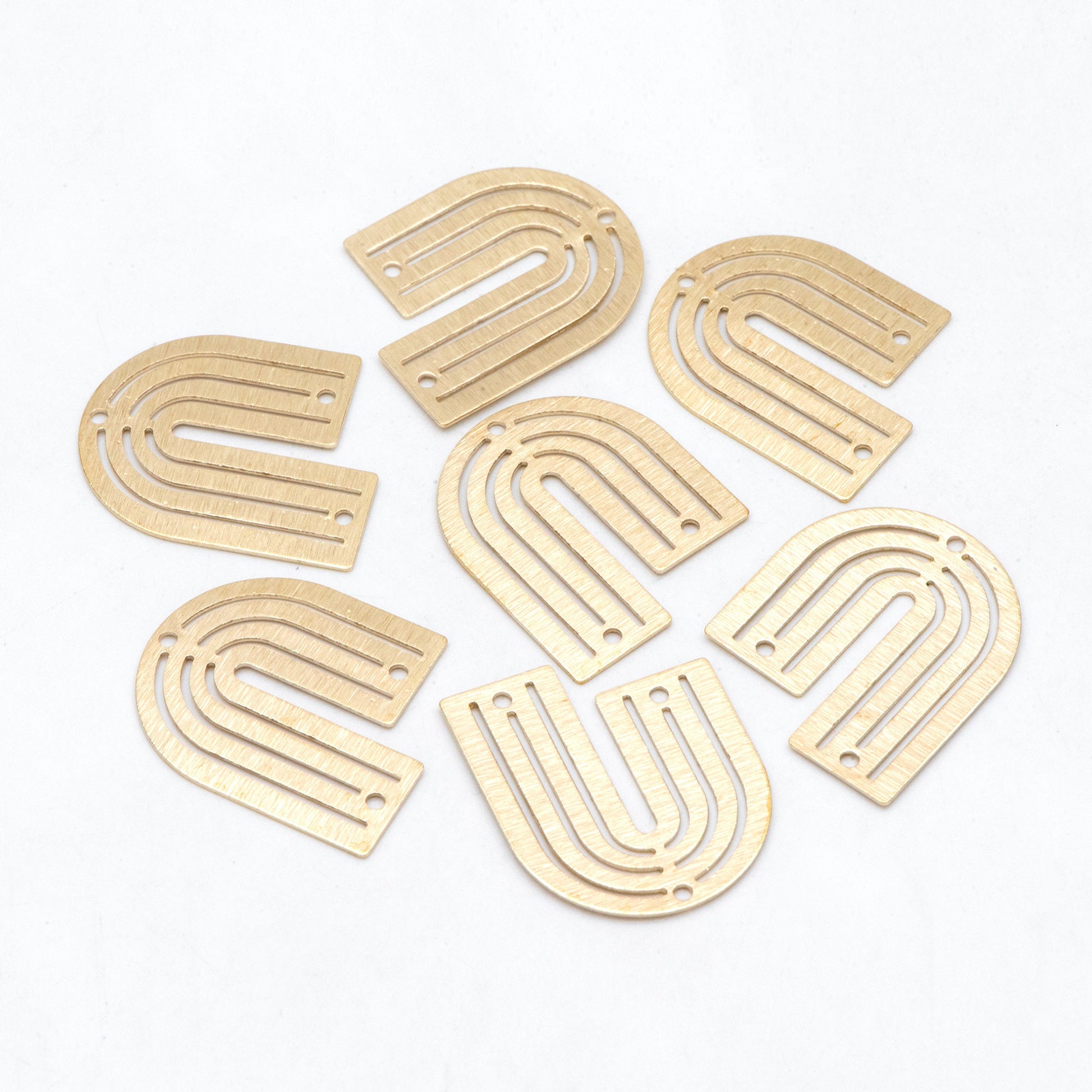 10pcs Raw Brass U Shaped Connectors With 3 Holes, Brass Findings Wholesale (RB-236)