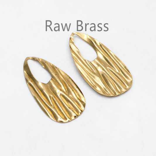 10pcs Raw Brass Rough Teardrop Charms 41.5x21mm, Geometric Teardrop Pendants (RB-238)