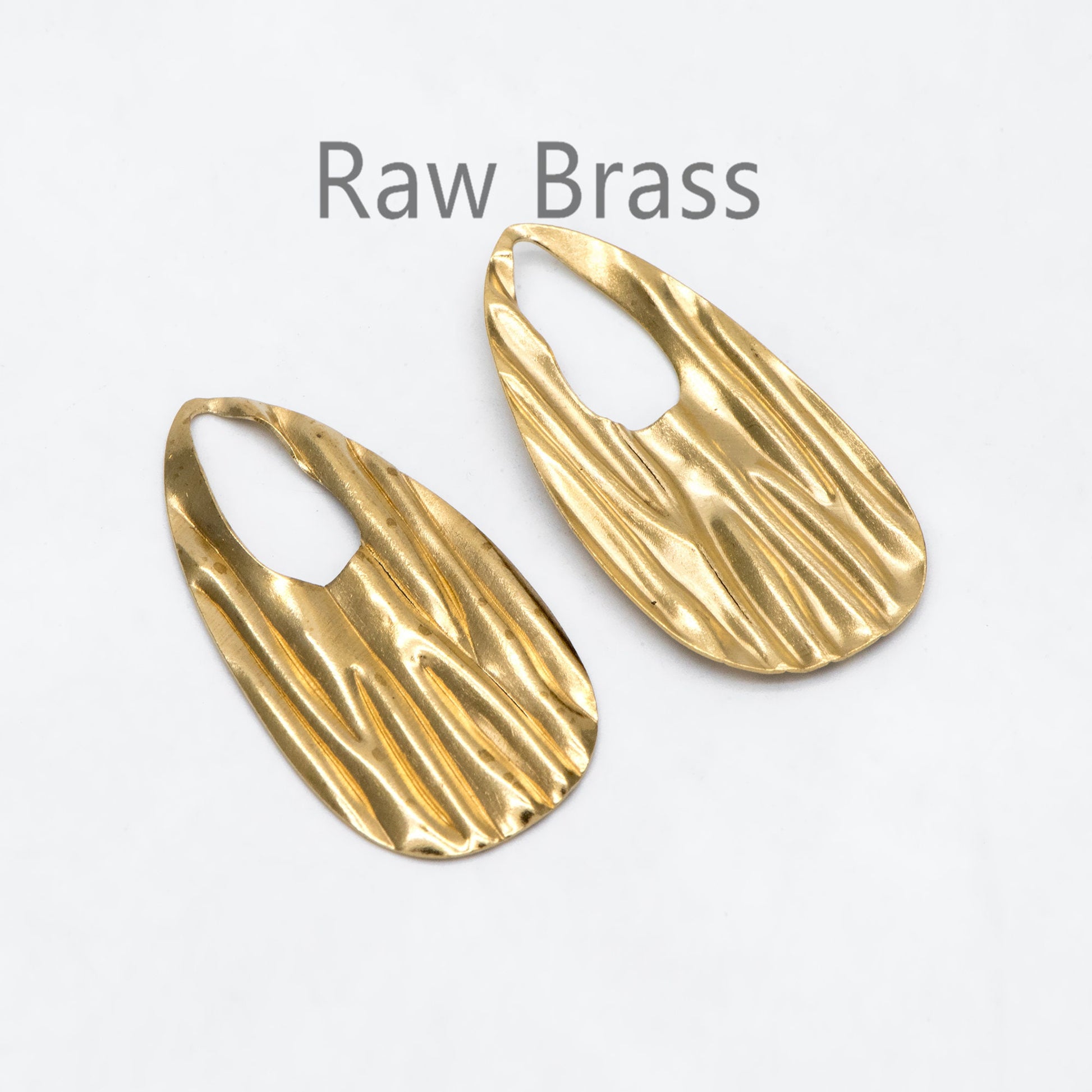 10pcs Raw Brass Rough Teardrop Charms 41.5x21mm, Geometric Teardrop Pendants (RB-238)