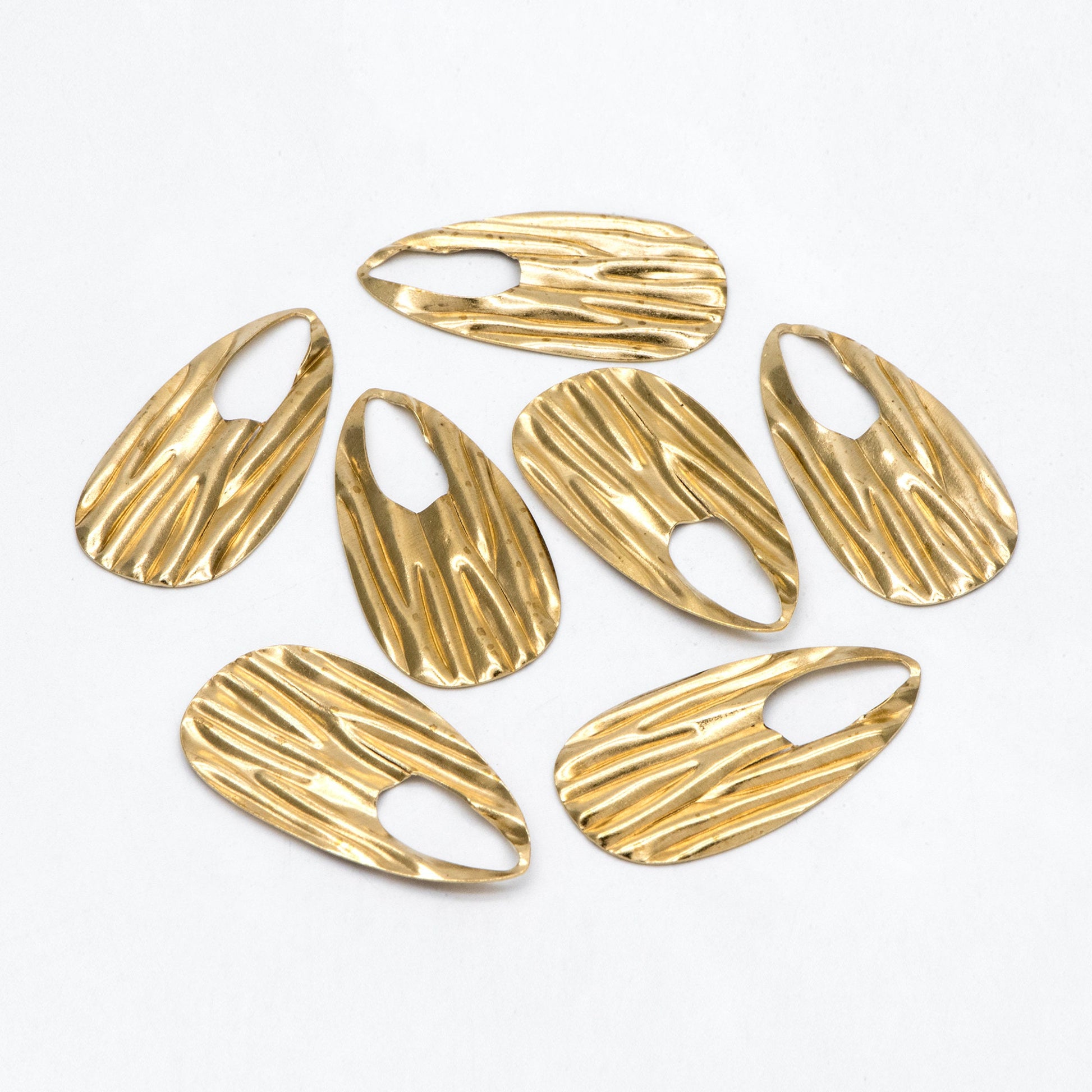 10pcs Raw Brass Rough Teardrop Charms 41.5x21mm, Geometric Teardrop Pendants (RB-238)