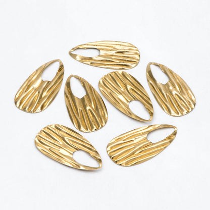 10pcs Raw Brass Rough Teardrop Charms 41.5x21mm, Geometric Teardrop Pendants (RB-238)