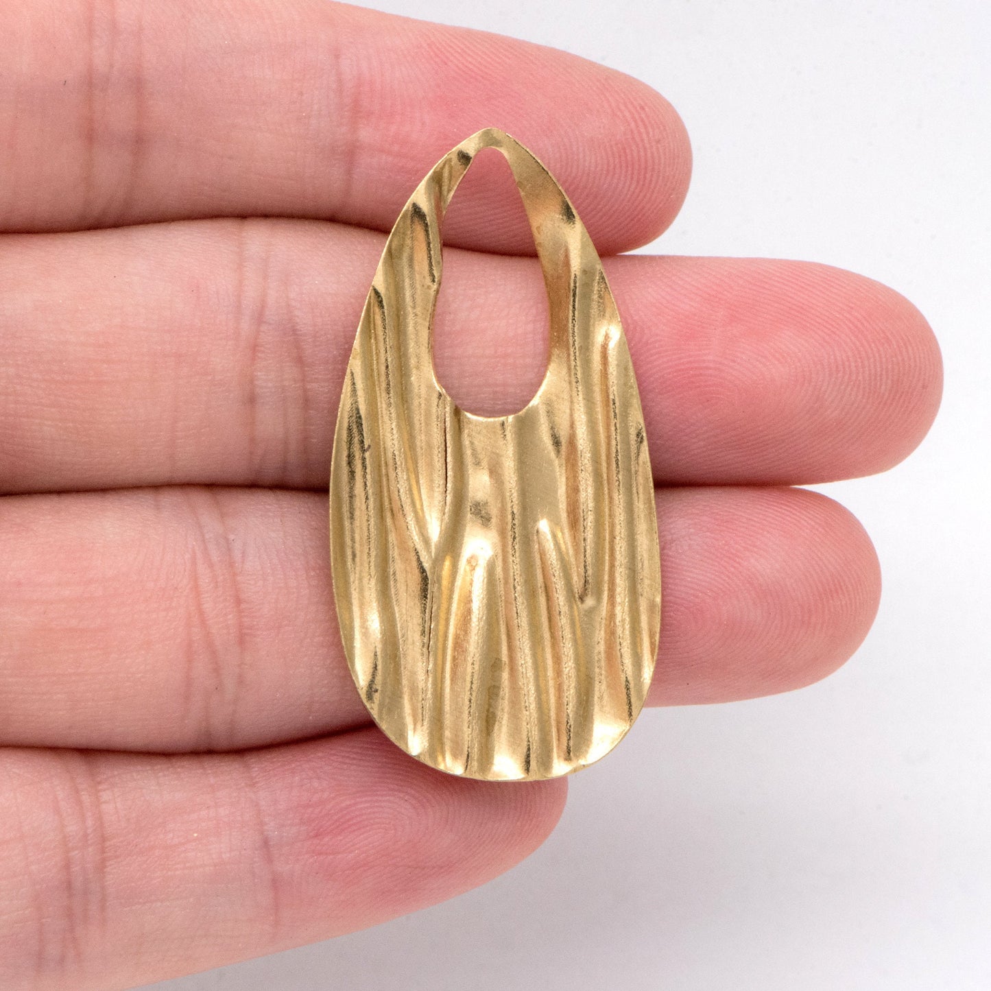 10pcs Raw Brass Rough Teardrop Charms 41.5x21mm, Geometric Teardrop Pendants (RB-238)