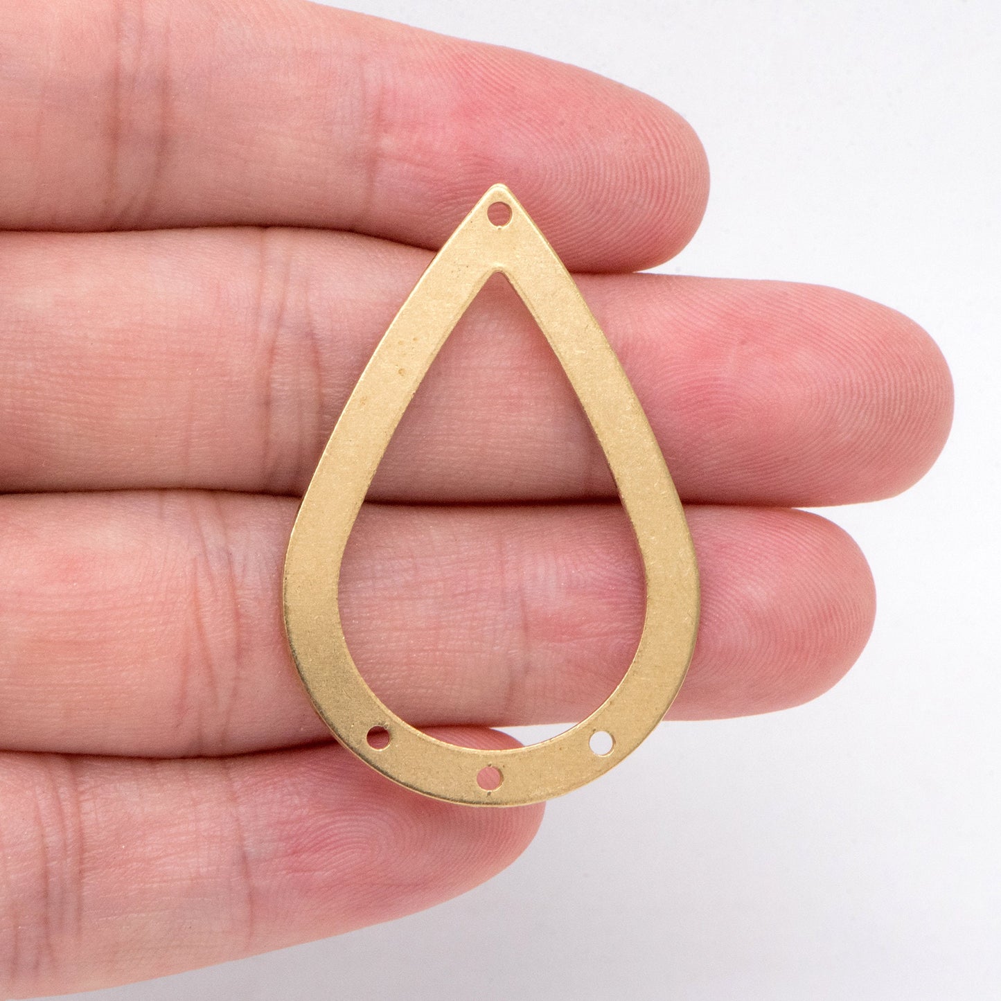 10pcs Raw Brass Teardrop Connectors With 4 Holes 40x27mm, Solid Brass Geometric Pendants Wholesale (RB-240)