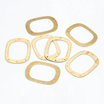 10pcs Raw Brass Rectangle Charms 36x27mm, Geometric Multi Hole Connectors (RB-208)