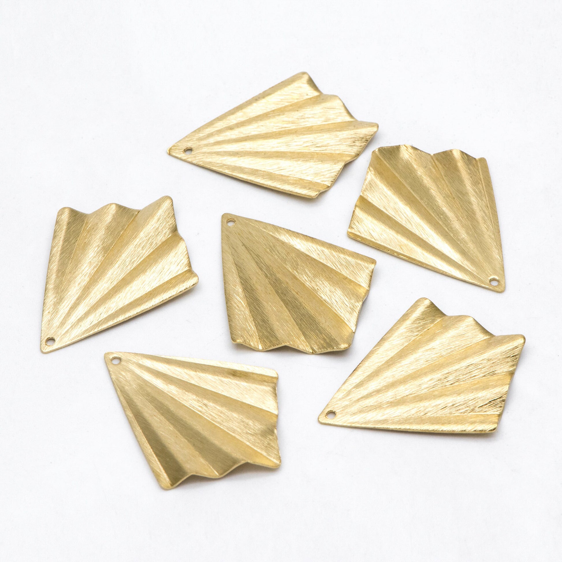 10pcs Raw Brass Rhombus Charm, Ribbed Geometric Pendants 35x27mm, Brass Findings Wholesale (RB-211)