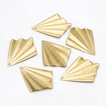 10pcs Raw Brass Rhombus Charm, Ribbed Geometric Pendants 35x27mm, Brass Findings Wholesale (RB-211)