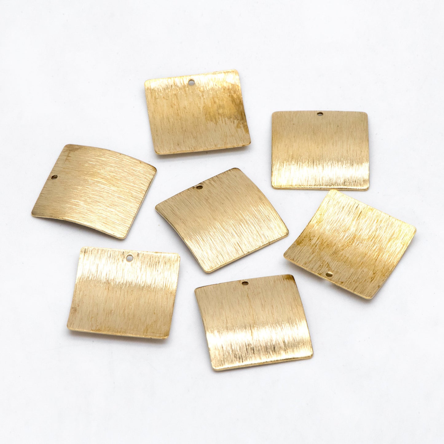 10pcs Raw Brass Curved Square Charm, Geometric Disc Pendants 35x27mm, Brass Findings Wholesale (RB-212)