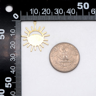 10pcs Raw Brass Sun Charm Pendants 25x23mm, Brass Findings Wholesale (RB-222)