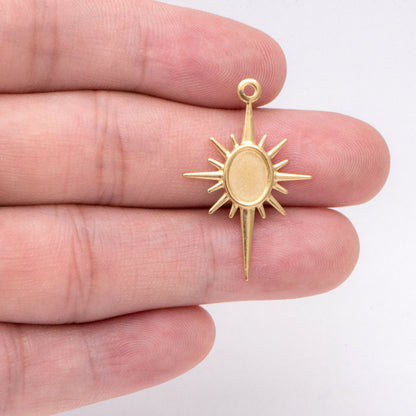 10pcs Raw Brass Sun Charm Pendants 30x19.5mm, Brass Findings Wholesale (RB-224)