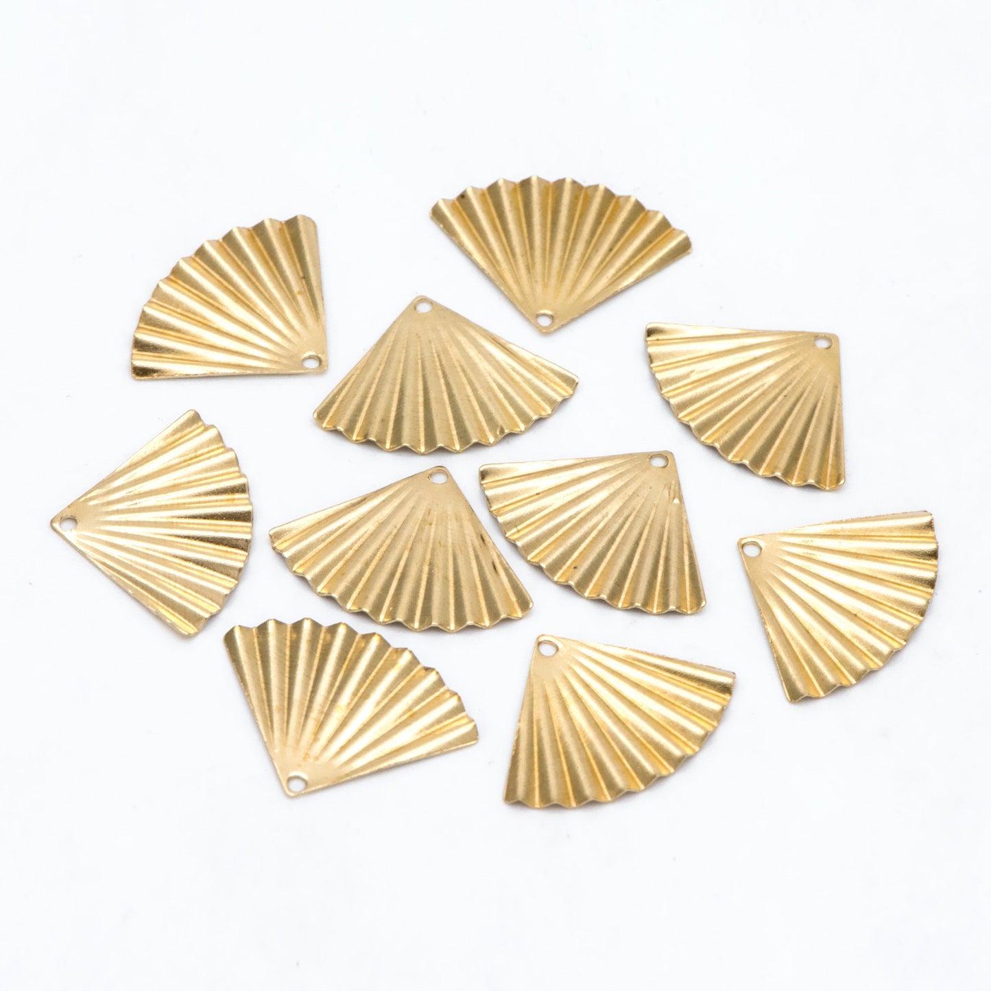10pcs Raw Brass Fan Charm Pendants 14.5x20mm, Brass Findings Wholesale (RB-228)