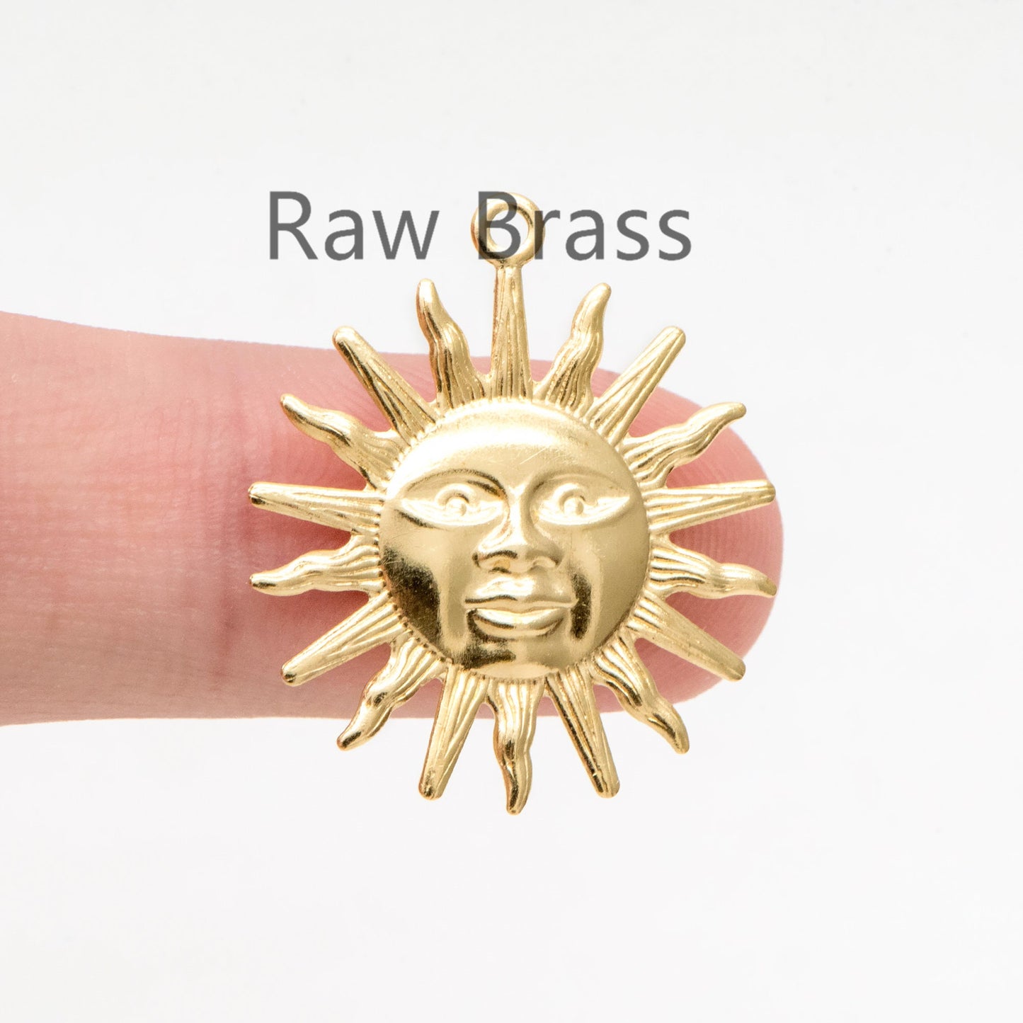 10pcs Raw Brass Sun Face Charm Pendants 25x22mm, Brass Findings Wholesale (RB-202)