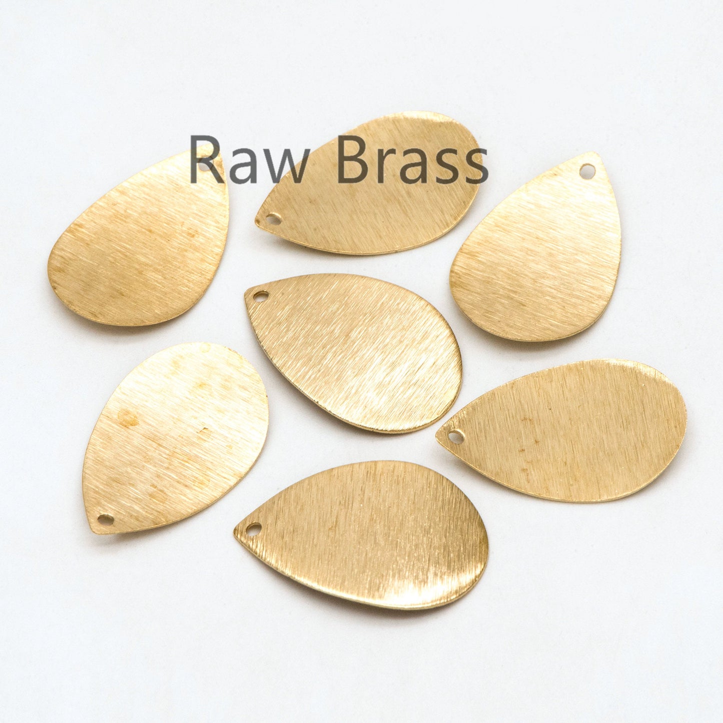 10pcs Raw Brass Brushed Teardrop Pendants 26x17mm, Geometric Curved Teardrop Charms (RB-204)