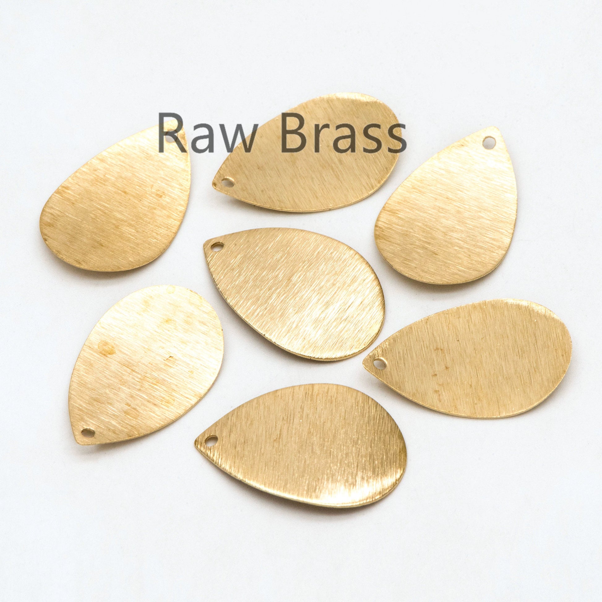 10pcs Raw Brass Brushed Teardrop Pendants 26x17mm, Geometric Curved Teardrop Charms (RB-204)