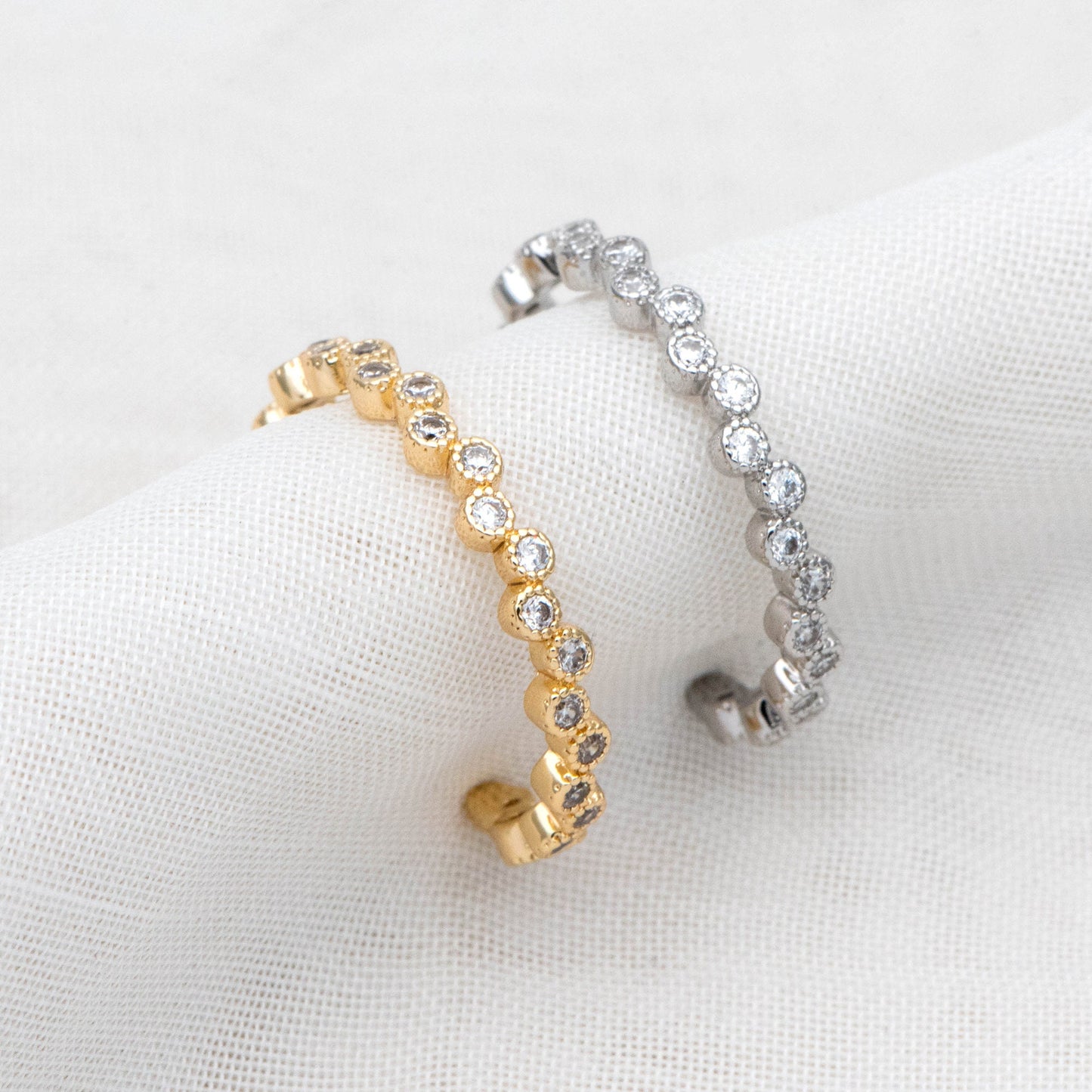 4pcs CZ Pave Finger Ring, Gold/ Rhodium plated Brass, Gift for Her, Stackable Ring, Minimalist Ring(#JZ-028-A)