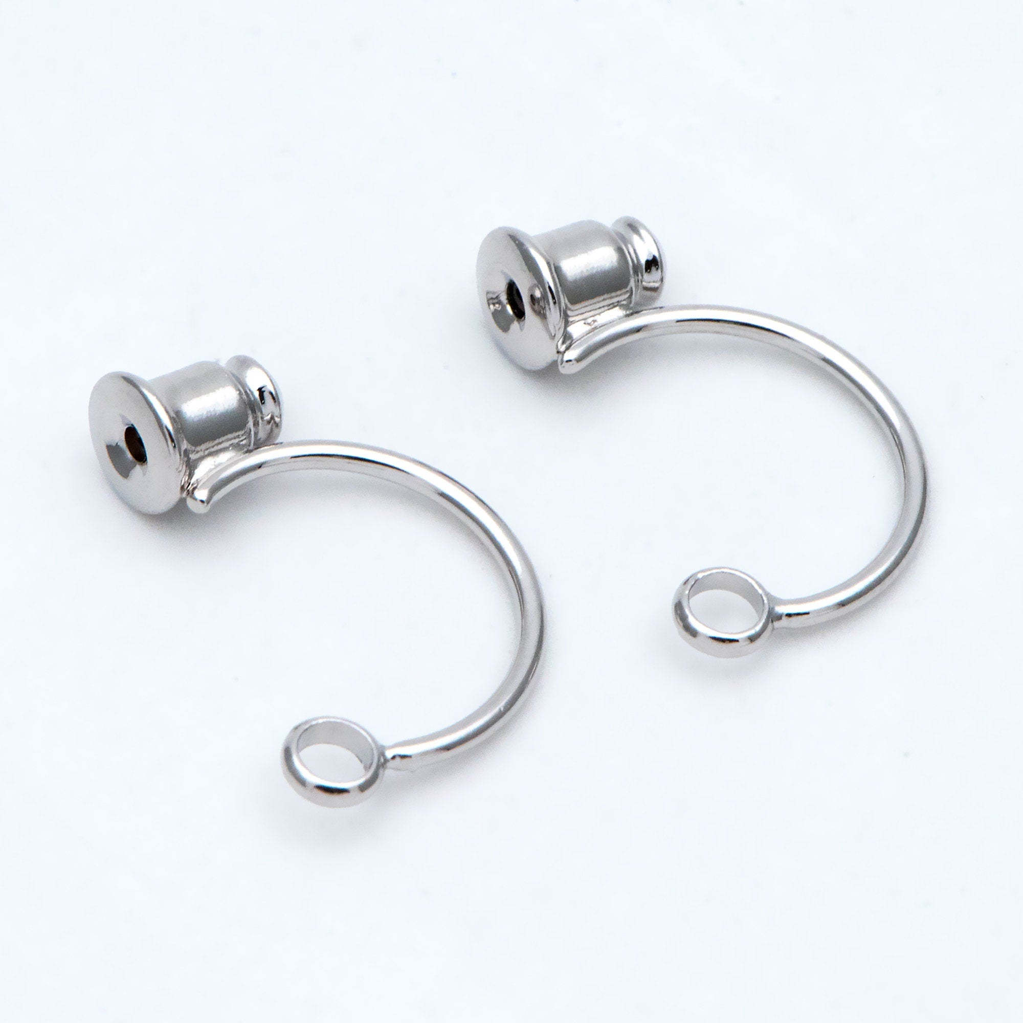 10pcs Ear Back Stopper, Earring Nut with Loop, Ear Jacket Jewelry Findings, Gold/ Rhodium plated Brass (#GB-2953)