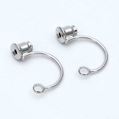 10pcs Ear Back Stopper, Earring Nut with Loop, Ear Jacket Jewelry Findings, Gold/ Rhodium plated Brass (#GB-2953)