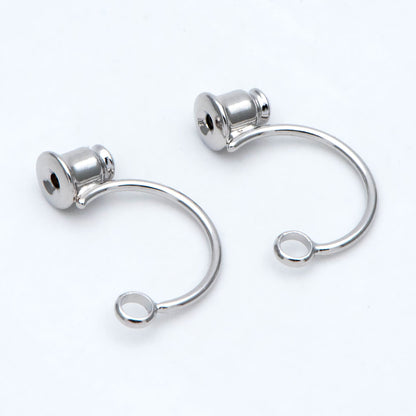 10pcs Ear Back Stopper, Earring Nut with Loop, Ear Jacket Jewelry Findings, Gold/ Rhodium plated Brass (#GB-2953)