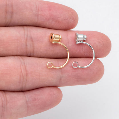 10pcs Ear Back Stopper, Earring Nut with Loop, Ear Jacket Jewelry Findings, Gold/ Rhodium plated Brass (#GB-2953)