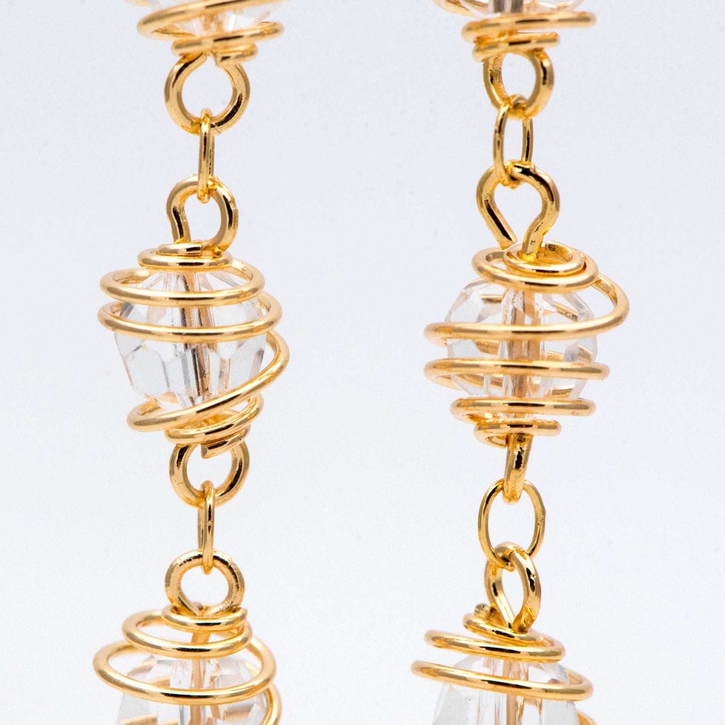 Gold Crystal Bead Chain 7.5mm, Glass Rondelle Beaded Chain, Handmade Wire Chain Wholesale (#LK-218-1)/ 1 Meter=3.3ft