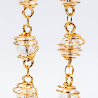 Gold Crystal Bead Chain 7.5mm, Glass Rondelle Beaded Chain, Handmade Wire Chain Wholesale (#LK-218-1)/ 1 Meter=3.3ft