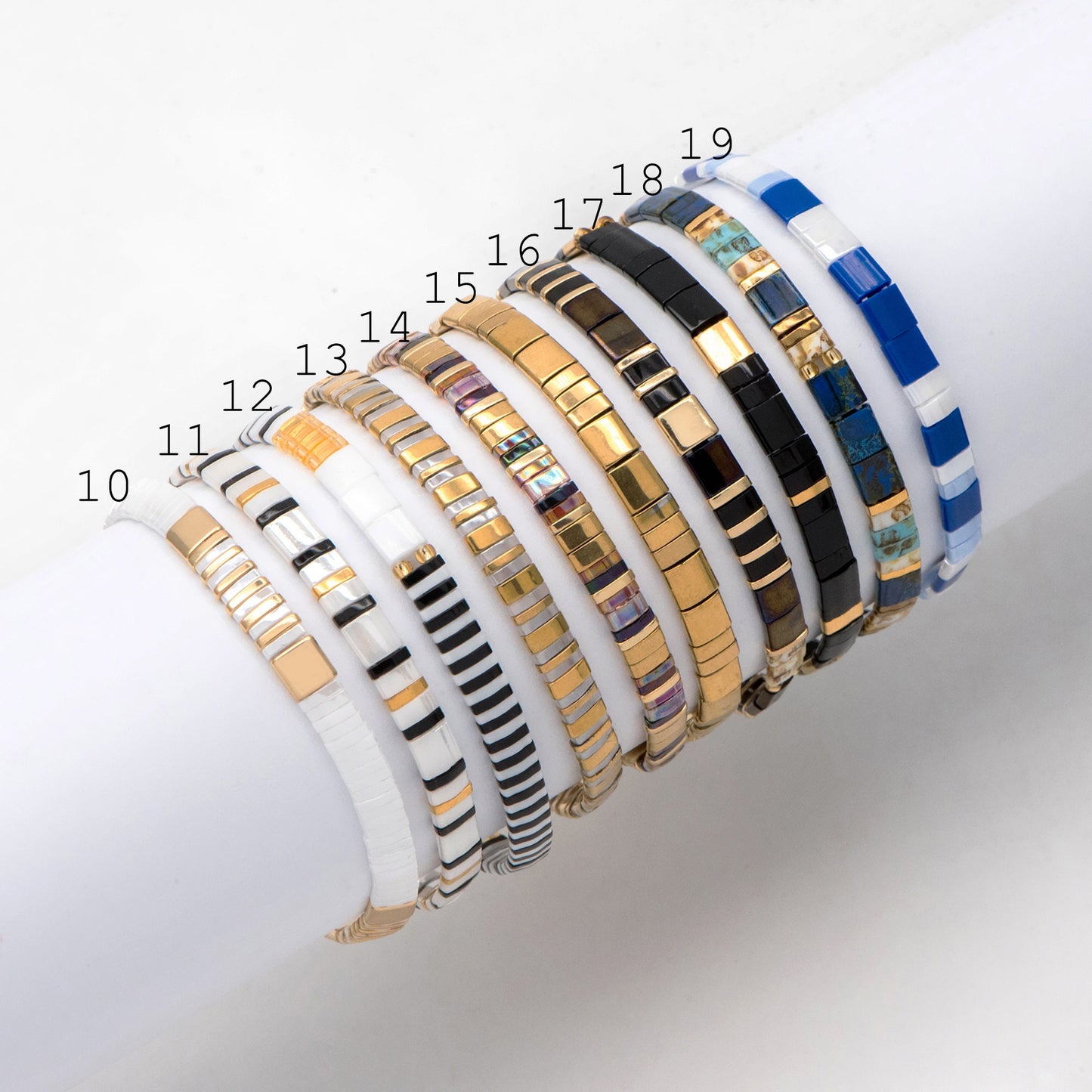 Tile Tila Bracelet, Crystal Beaded Bracelets, Rainbow Glass Bead Bracelets, Summer Jewelry, Beach Bracelets (RM-73)