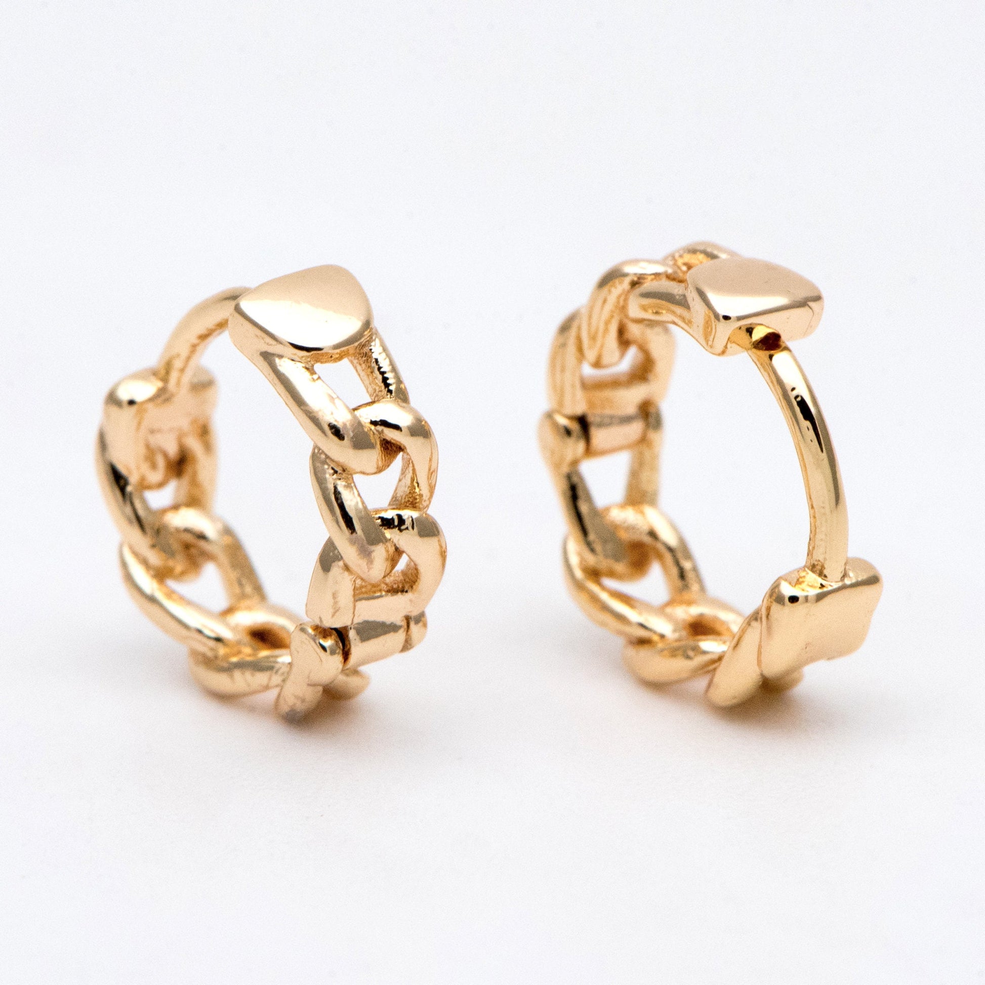 10pcs Gold Plated Chain Hoop Earrings: Tiny Huggie Style (GB-3020)