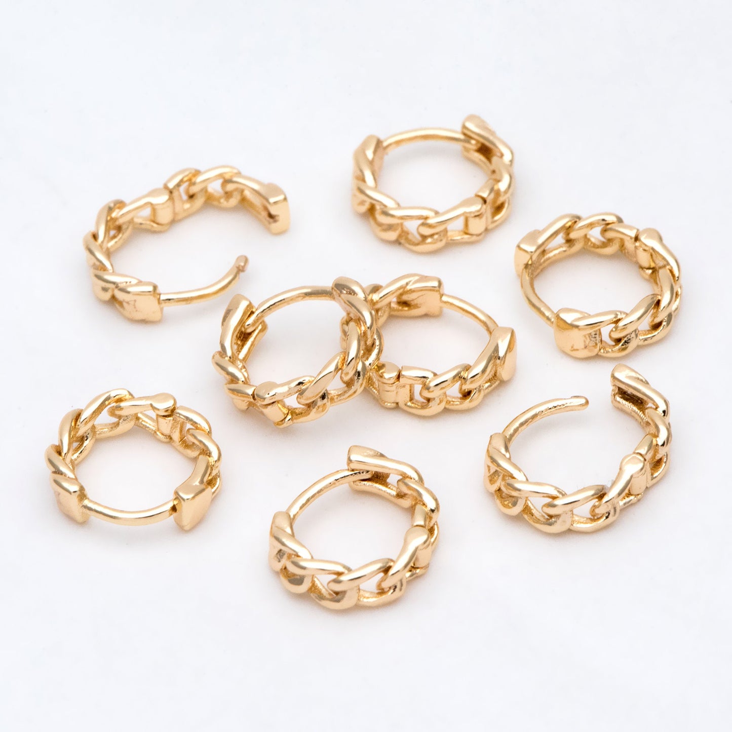 10pcs Gold Plated Chain Hoop Earrings: Tiny Huggie Style (GB-3020)