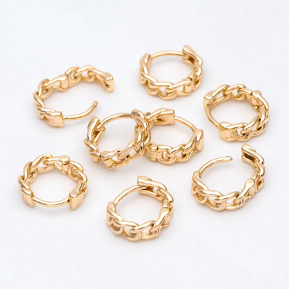 10pcs Gold Plated Chain Hoop Earrings: Tiny Huggie Style (GB-3020)