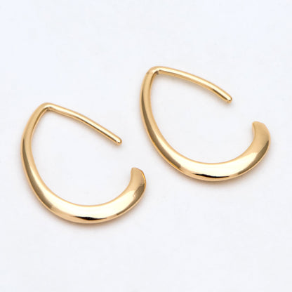 10pcs Gold plated Brass Teardrop Ear Hooks, Simple Earwires Earring Components (GB-3022)
