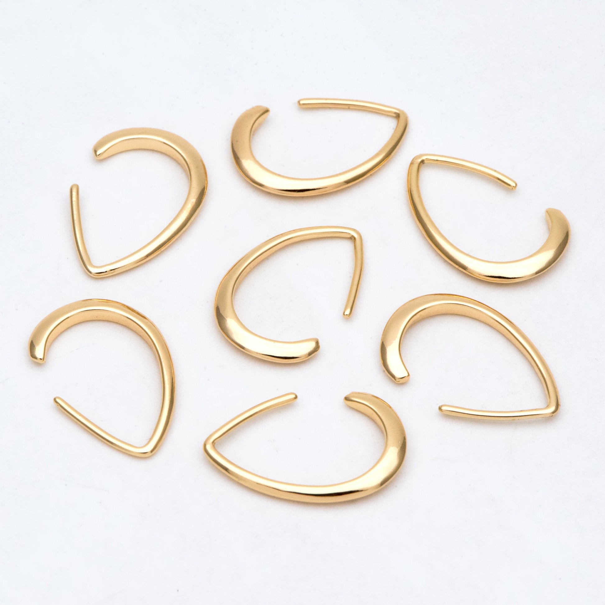 10pcs Gold plated Brass Teardrop Ear Hooks, Simple Earwires Earring Components (GB-3022)