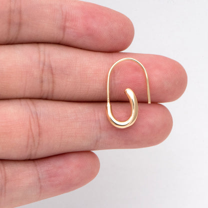 10pcs Gold plated Brass Ear Hooks 21.5x13mm, Simple Earwires Earring Components (GB-3022-B)
