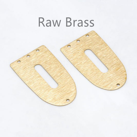 10pcs Raw Brass Half Oval Charm Pendants 35x20mm, Brass Findings Wholesale (RB-241)