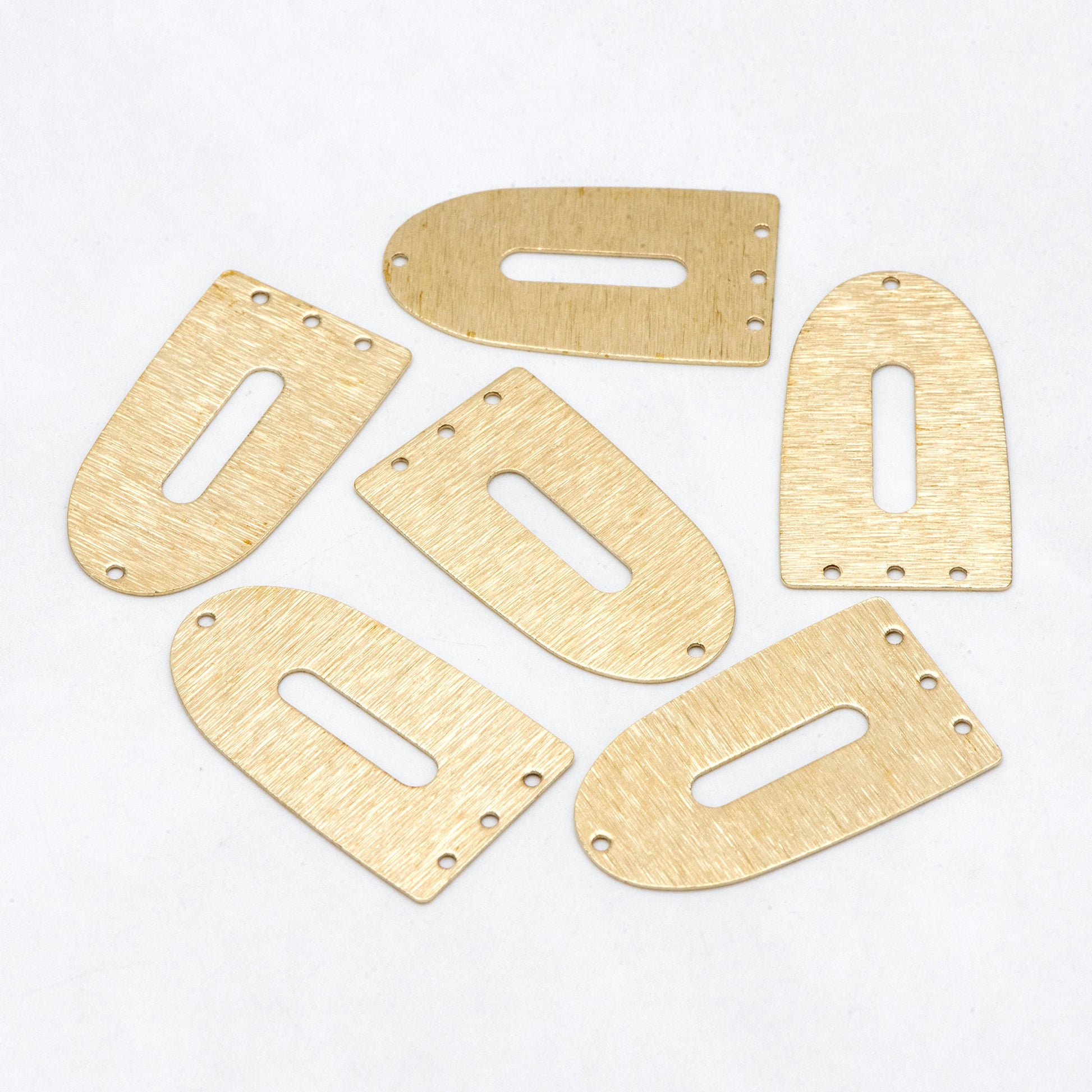 10pcs Raw Brass Half Oval Charm Pendants 35x20mm, Brass Findings Wholesale (RB-241)