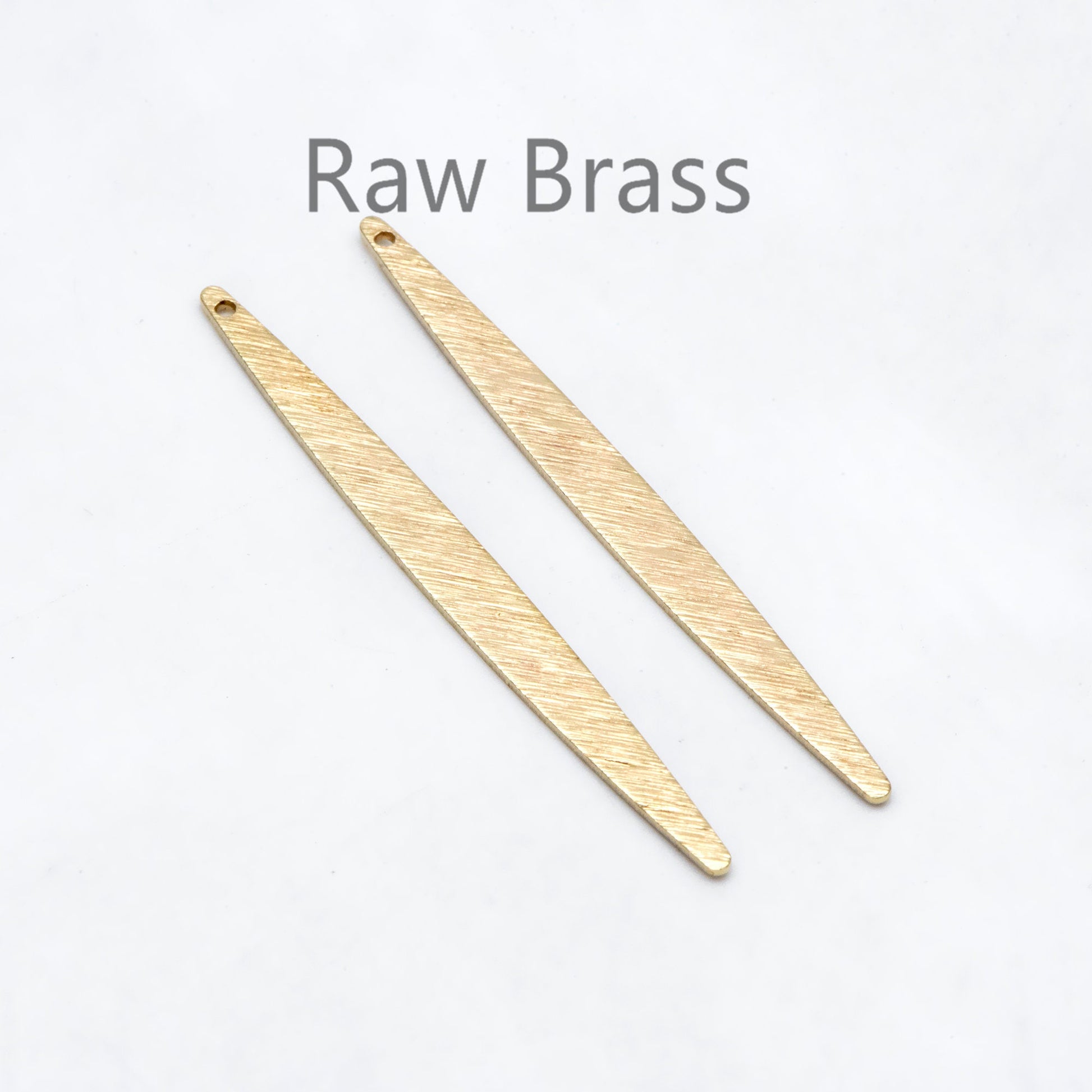 10pcs Raw Brass Long Leaf Charm Pendants 62x5.5mm, Brass Findings Wholesale (RB-242)