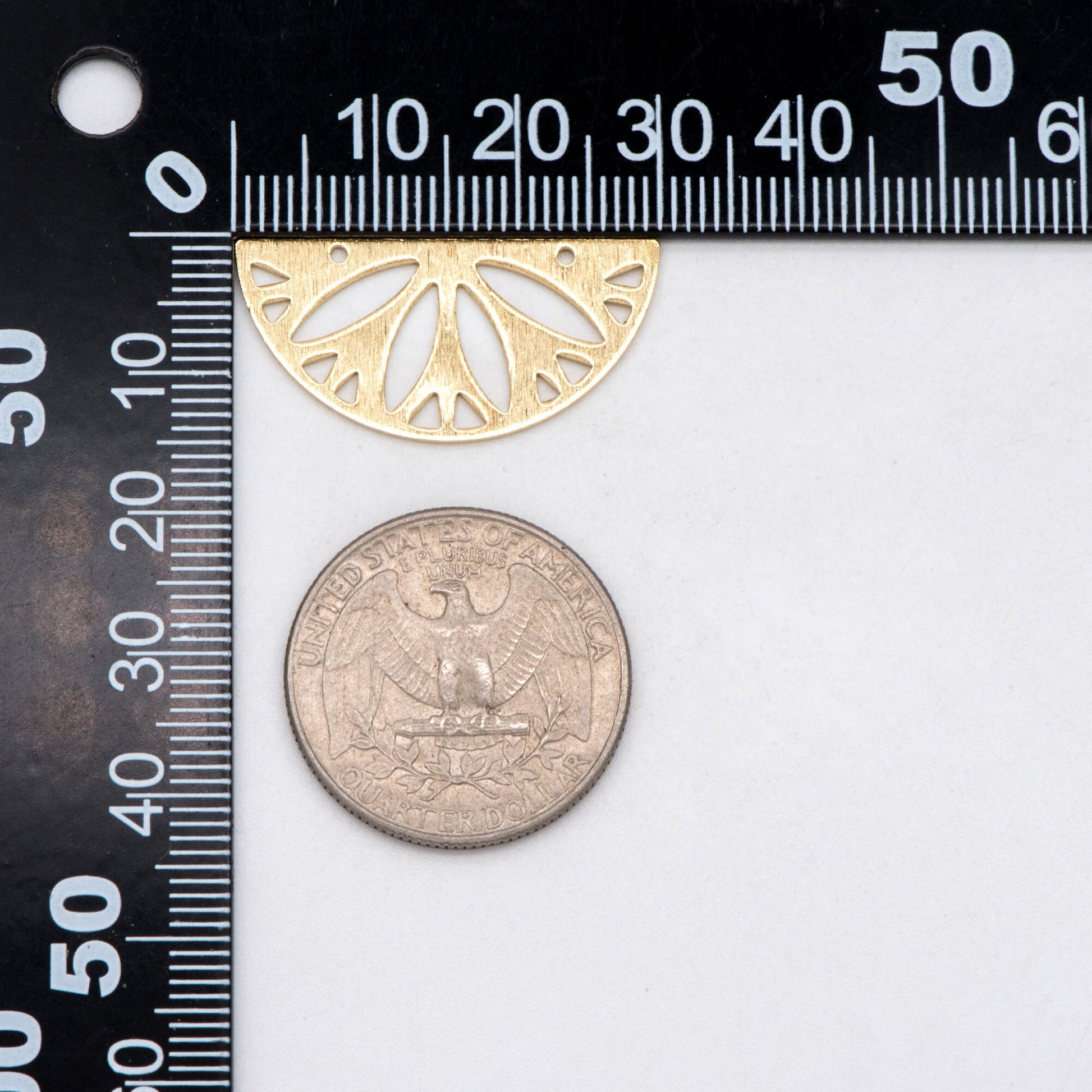 10pcs Raw Brass Semi Circle Charm Connectors 15x30mm, Solid Brass Geometric Pendants Wholesale (RB-244)