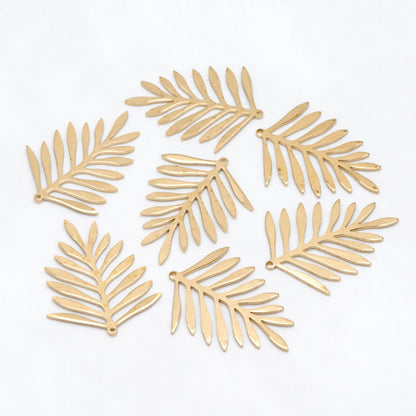 10pcs Raw Brass Leaf Charm Pendants 31x25mm, Brass Findings Wholesale (RB-246)