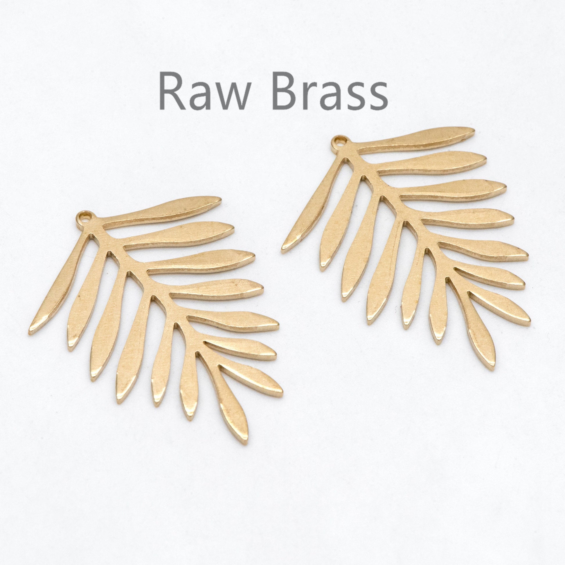 10pcs Raw Brass Leaf Charm Pendants 31x25mm, Brass Findings Wholesale (RB-246)