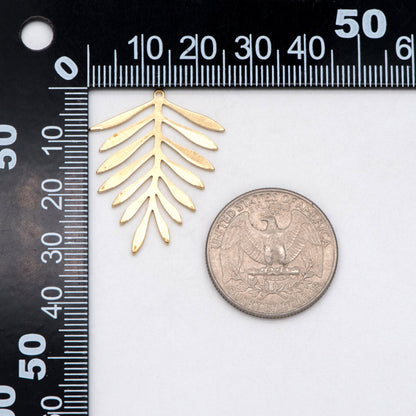 10pcs Raw Brass Leaf Charm Pendants 31x25mm, Brass Findings Wholesale (RB-246)