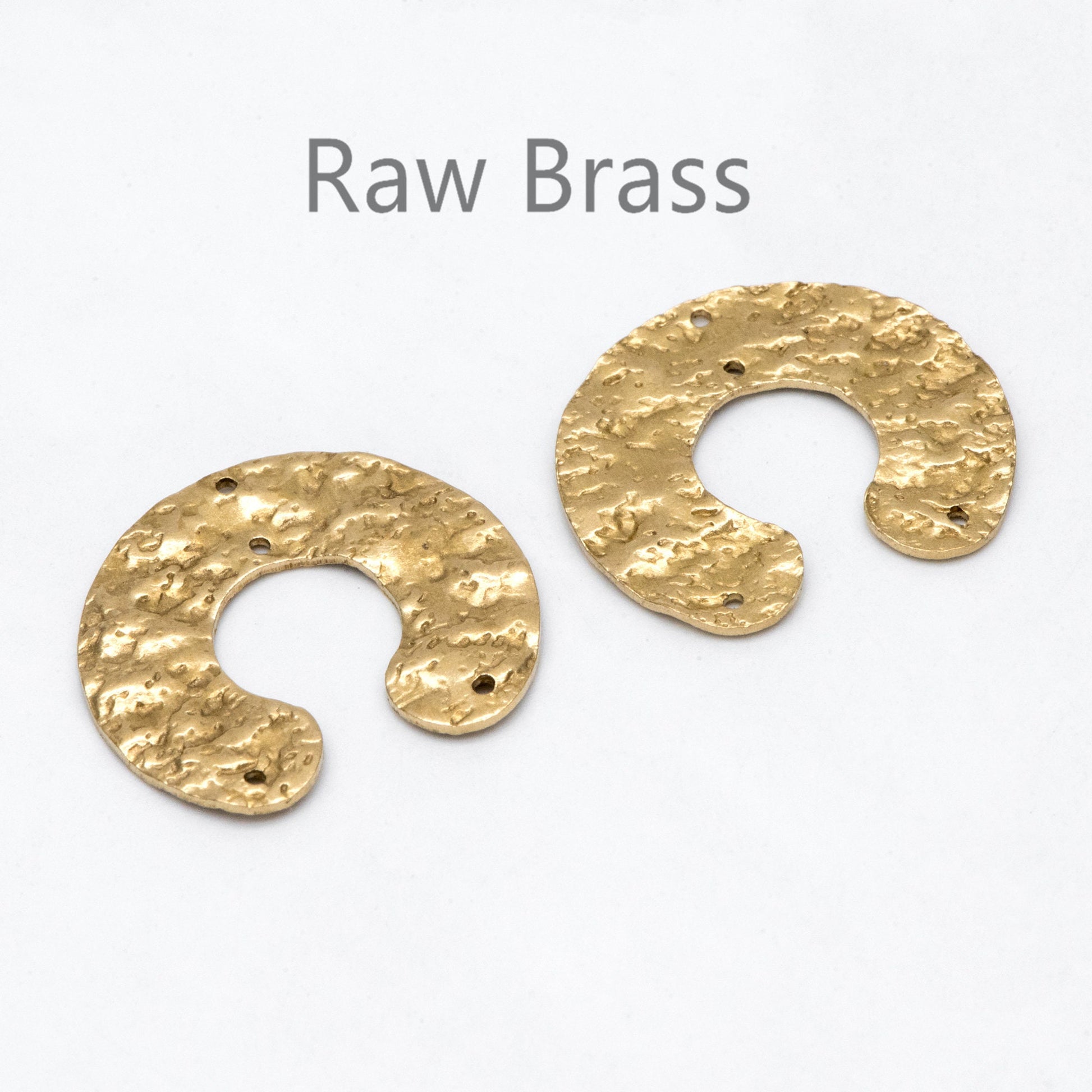10pcs Raw Brass Hammered C Shaped Connectors 23x26mm, Brass Findings Wholesale (RB-250)