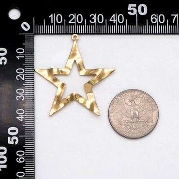 10pcs Raw Brass Star Charm Pendants 40x39mm, Brass Findings Wholesale (RB-253)