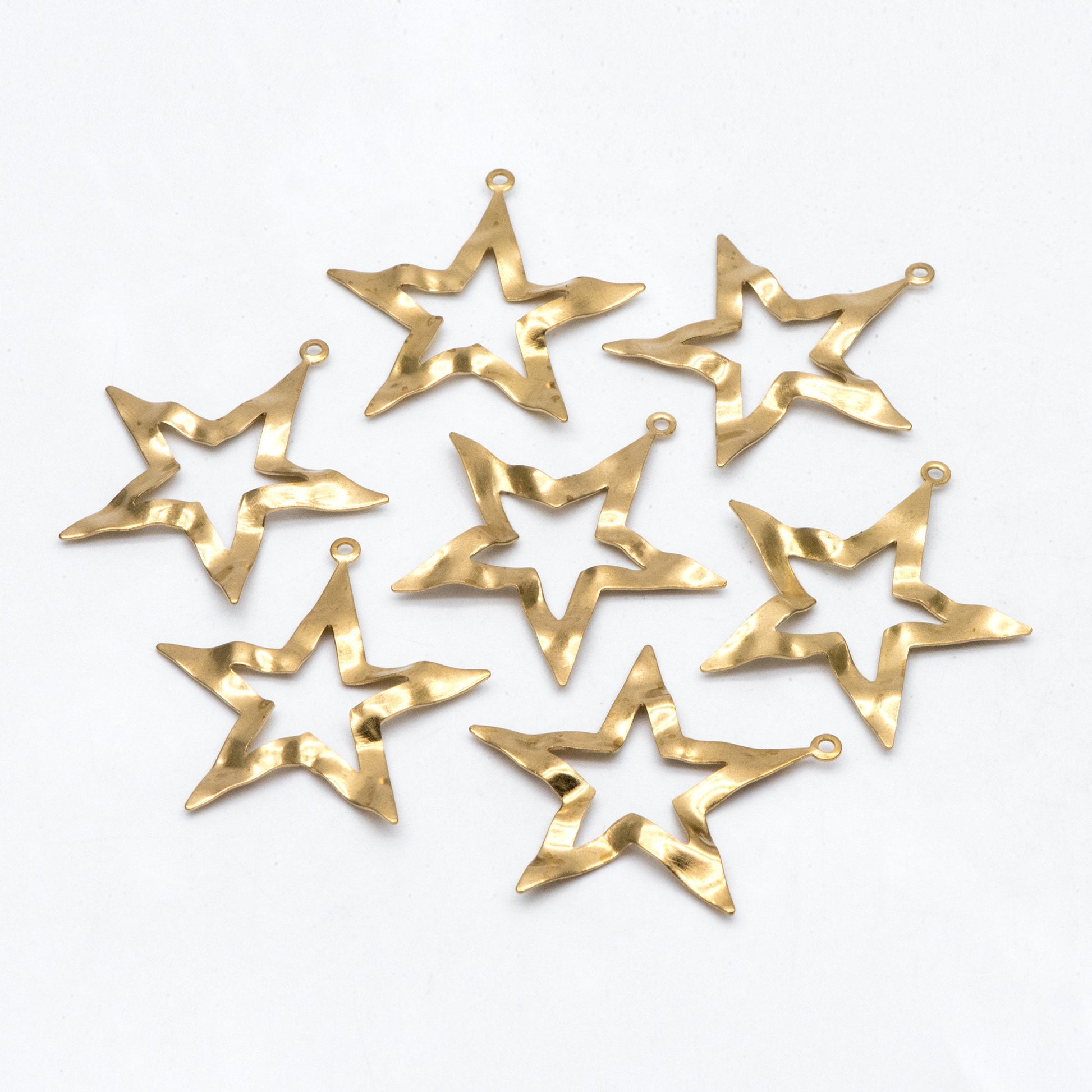 10pcs Raw Brass Star Charm Pendants 40x39mm, Brass Findings Wholesale (RB-253)