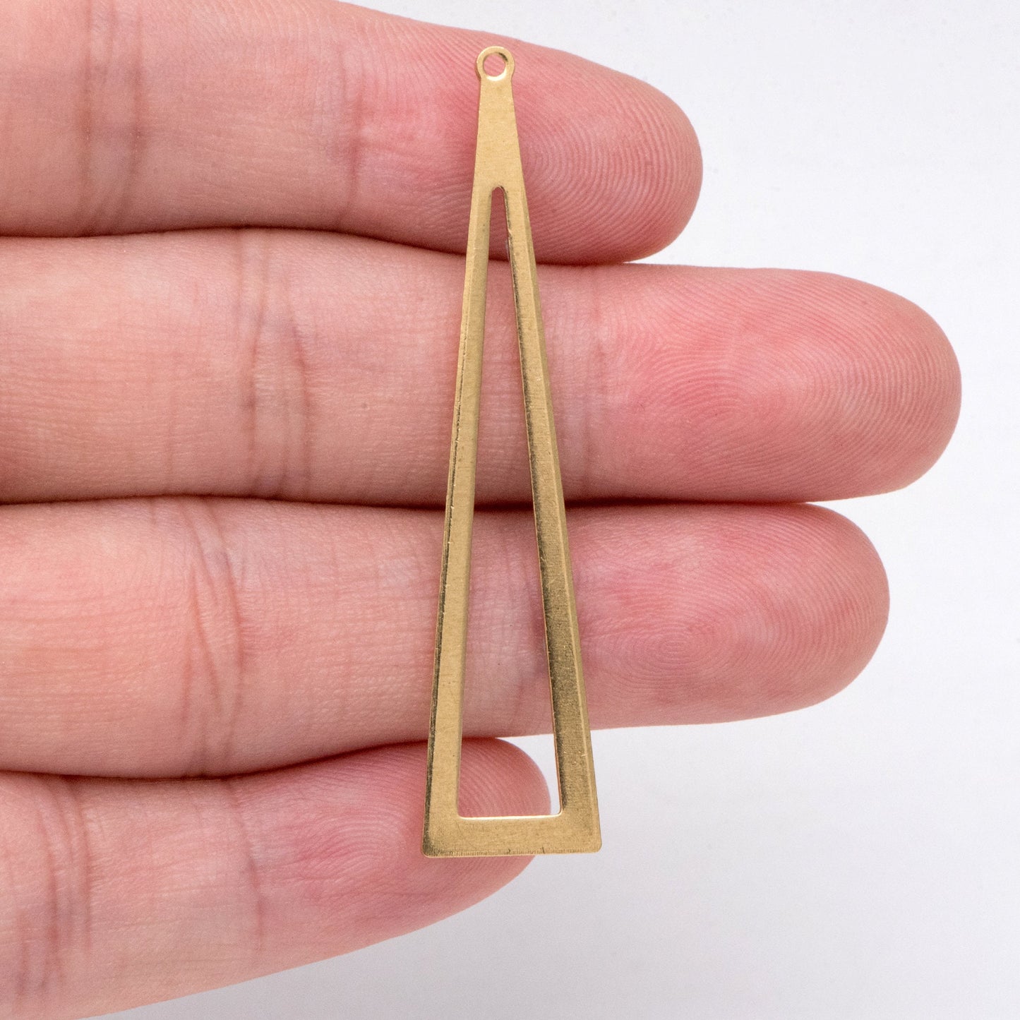 10pcs Raw Brass Long Triangle Link Charms 50x11mm, Brass Geometric Pendants (RB-254)